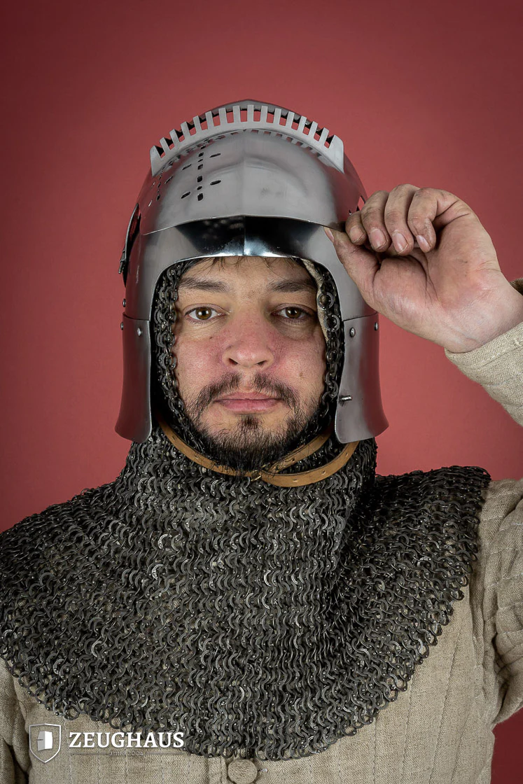 Bascinet Helmet 14th Cent. 2mm Polished - Image 10