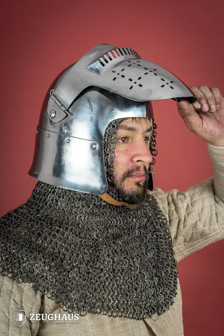 Bascinet Helmet 14th Cent. 2mm Polished - Image 9