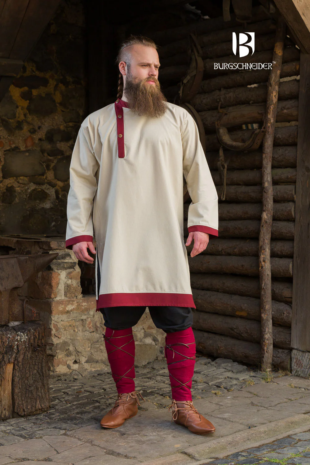 Rus Tunic Tobiasz Natural/Bordeaux - Image 3